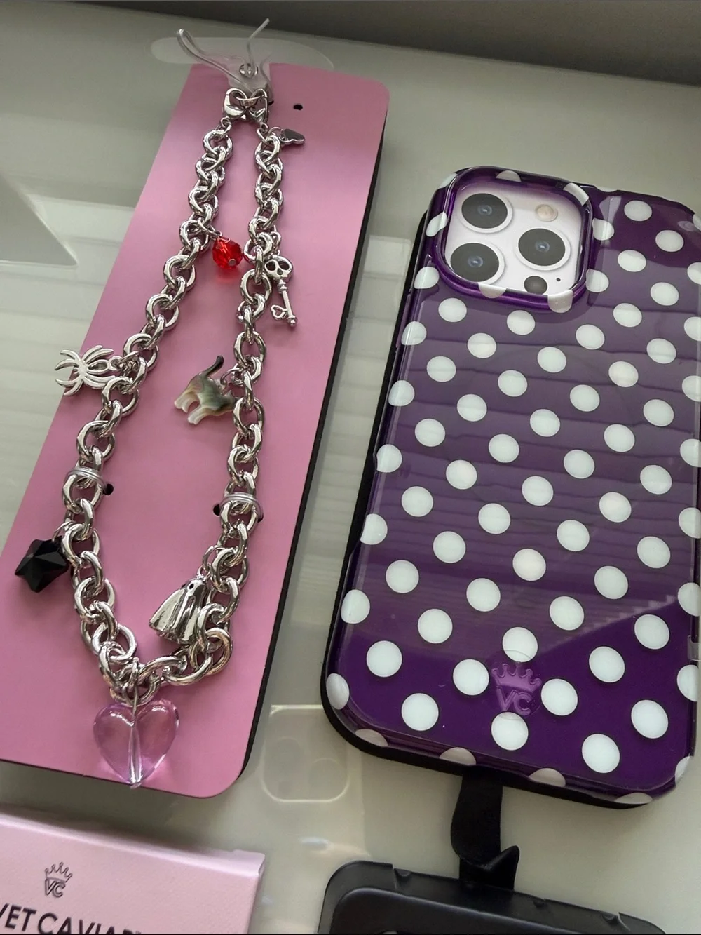 Velvet Caviar 16 pro max Purple with White Polka Dot iPhone Case and MagSafe